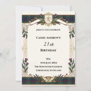 Schottischer Tartan-Meilenstein-Geburtstag Einladung