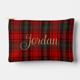 Schottischer Tartan Rot Heritage Anpassbarer Name Zubehörtasche