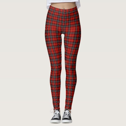 Schottischer Tartan rot und schwarz kariert Leggings (Vorderseite)