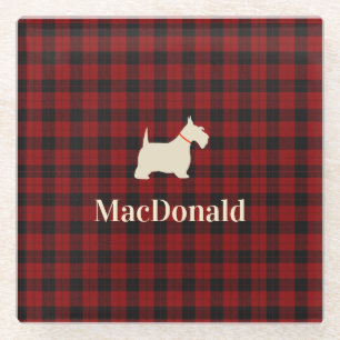 Schottischer Tartan Scotty personalisiert Glasuntersetzer