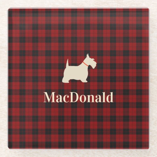 Schottischer Tartan Scotty | personalisiert Glasuntersetzer (Vorderseite)