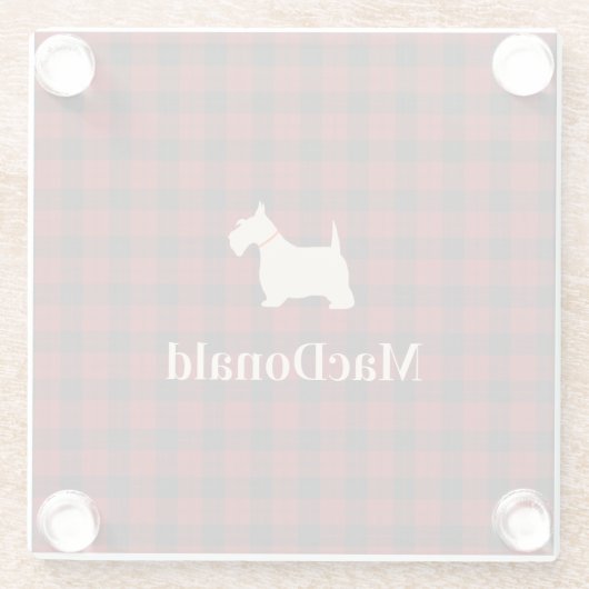 Schottischer Tartan Scotty | personalisiert Glasuntersetzer (Rückseite)