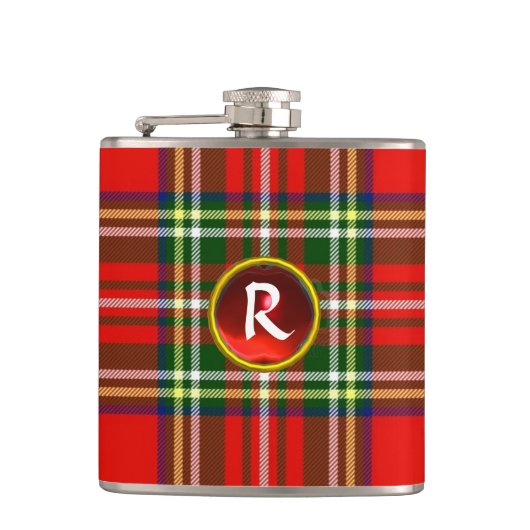 SCHOTTISCHER TARTAN UND ROTES KARMINROTES FLACHMANN (Vorderseite)