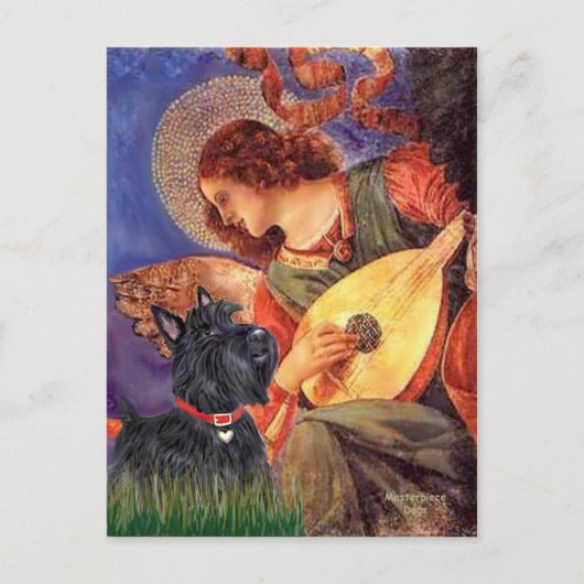 Schottischer Terrier 6 - Mandolin Engel Postkarte (Vorderseite)
