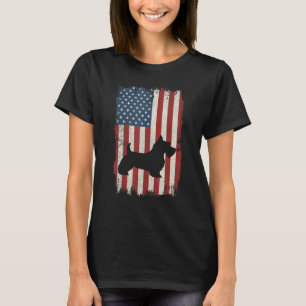 Schottischer Terrier Amerikanische Flagge Usa Hund T-Shirt