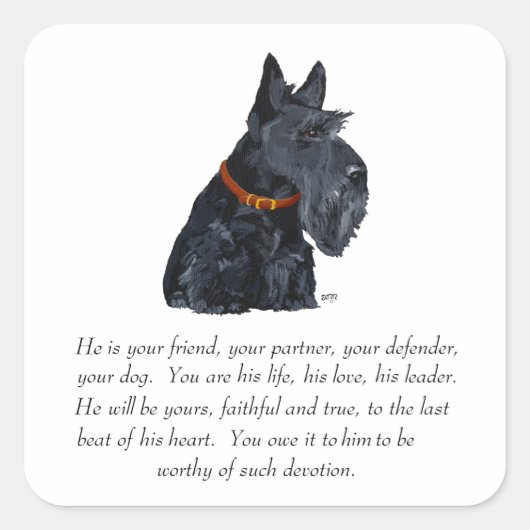 Schottischer Terrier Andenken Quadratischer Aufkleber (Vorderseite)