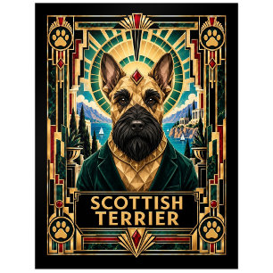 Schottischer Terrier, Art Deco Hund Postkarte