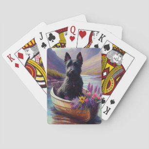 Schottischer Terrier auf einem Paddel: Ein landsch Spielkarten