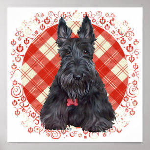 Schottischer Terrier auf Tartan Poster