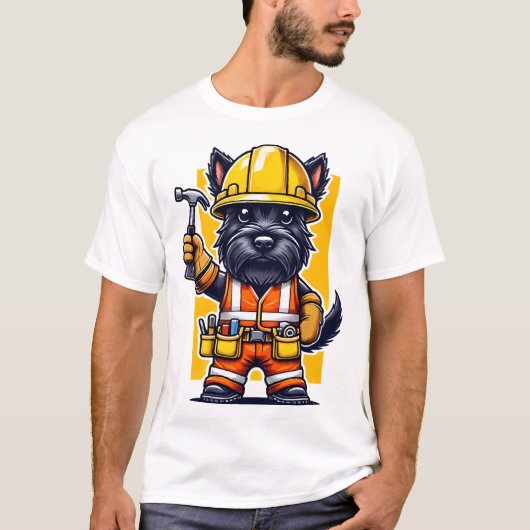 Schottischer Terrier Bauarbeiter T-Shirt (Vorderseite)