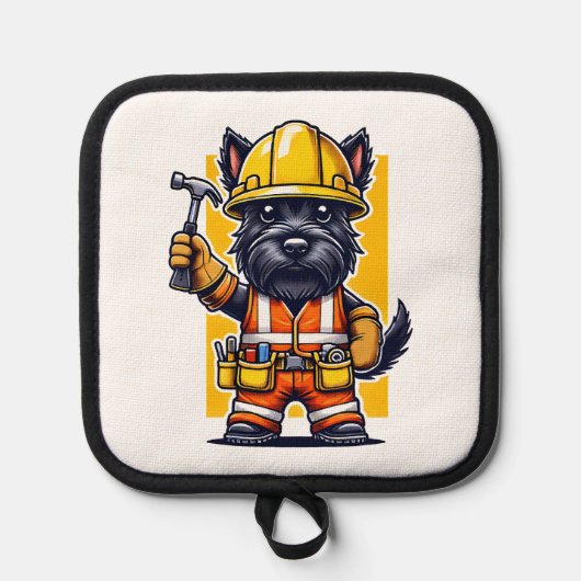 Schottischer Terrier Bauarbeiter Topflappen (Vorderseite)