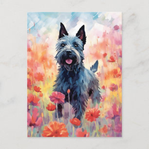 Schottischer Terrier bunte Aquarellkunst Postkarte