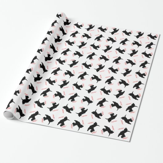 Schottischer Terrier Frohe Feiertage Geschenkpapier (Ungerollt)