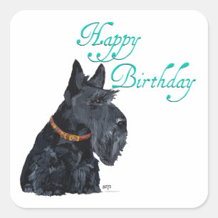 Schottischer Terrier Geburtstag Quadratischer Aufkleber