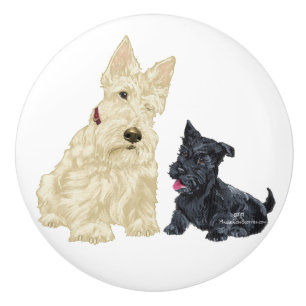 Schottischer Terrier-Griffe Keramikknauf