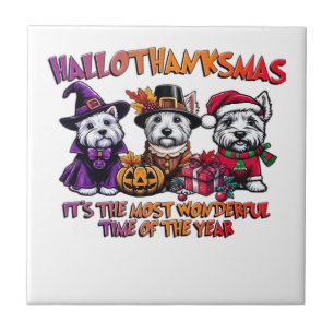 Schottischer Terrier Halloween Erntedankfest Weihn Fliese