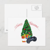 Schottischer Terrier hält Weihnachtsfest Feiertagspostkarte (Vorne/Hinten)