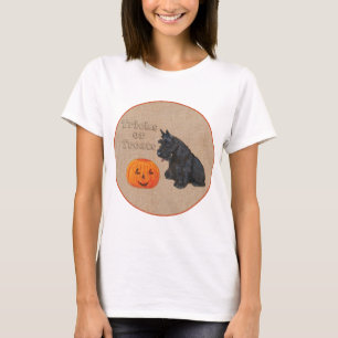 Schottischer Terrier Herbst-Saisonales Design T-Shirt