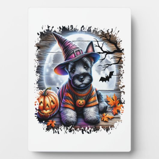 Schottischer Terrier Hund Halloween Fotoplatte (Vorderseite)