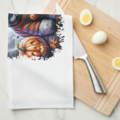 Schottischer Terrier Hund Halloween Geschirrtuch (Viertel Falte)