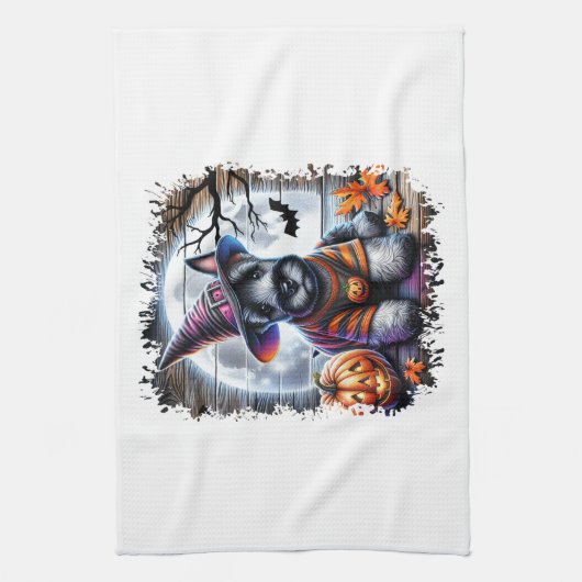 Schottischer Terrier Hund Halloween Geschirrtuch (Vertikal)