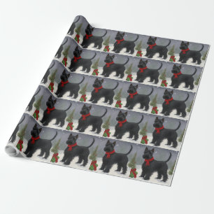 Schottischer Terrier Hund im Schnee Weihnachten Geschenkpapier