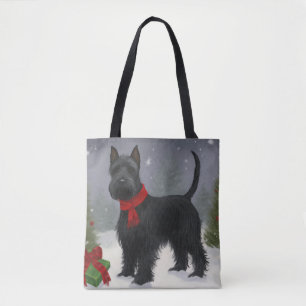 Schottischer Terrier Hund im Schnee Weihnachten Tasche