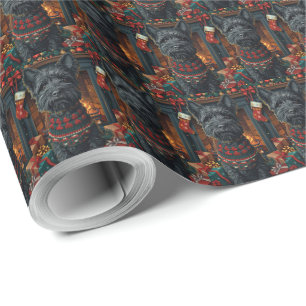 Schottischer Terrier-Hund mit Weihnachtsgeschenken Geschenkpapier