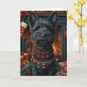 Schottischer Terrier-Hund mit Weihnachtsgeschenken Karte