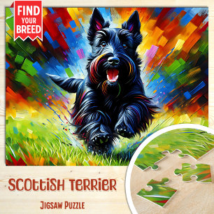 Schottischer Terrier Hund Porträt Acryl-Kunst Druc Puzzle