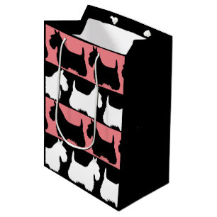 Schottischer Terrier Hund schwarz/rosa/weiß, Strei Mittlere Geschenktüte