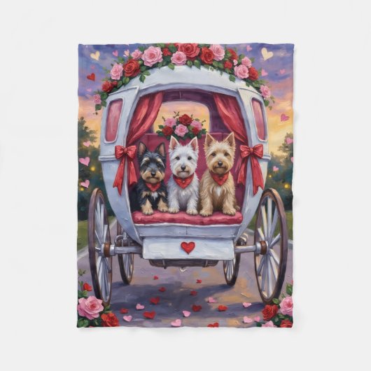Schottischer Terrier Hund Valentinstag Fleecedecke (Vorderseite)