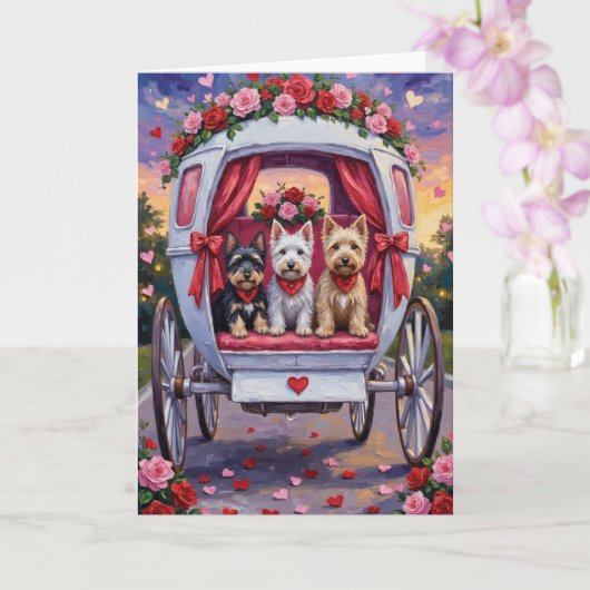 Schottischer Terrier Hund Valentinstag  Karte (Orchidee)