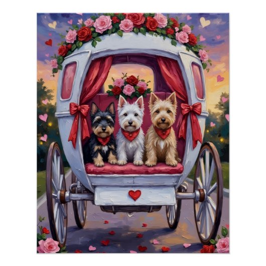 Schottischer Terrier Hund Valentinstag Poster (Vorderseite)