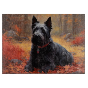 Schottischer Terrier im Herbstlaub Fall Inspiriert Schneidebrett