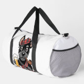 Schottischer Terrier im Schottenkaro-Kilt mit Bier Duffle Bag (Rechte Ecke)