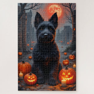 Schottischer Terrier im Spukschloss Halloween-Port Puzzle