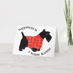 Schottischer Terrier in rotem Karo-Pullover Feiertagskarte