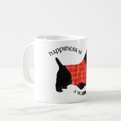 Schottischer Terrier in rotem Karo-Pullover Kaffeetasse (Vorderseite Links)