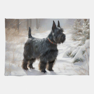 Schottischer Terrier Lass es schneien Weihnachten Geschirrtuch