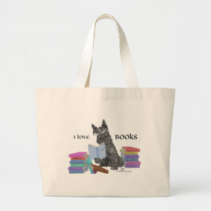 Schottischer Terrier liest Bücher Jumbo Stoffbeutel
