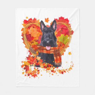 Schottischer Terrier mit Herbst-Blättern Fleecedecke