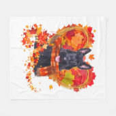 Schottischer Terrier mit Herbst-Blättern Fleecedecke (Vorderseite (Horizontal))