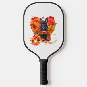 Schottischer Terrier mit Herbst-Blättern Pickleball Schläger