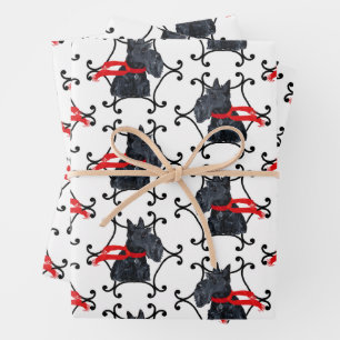 Schottischer Terrier mit rotem Schal Geschenkpapier Set