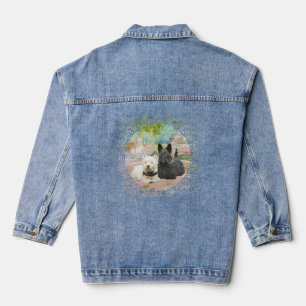 Schottischer Terrier mit Westie Jeansjacke
