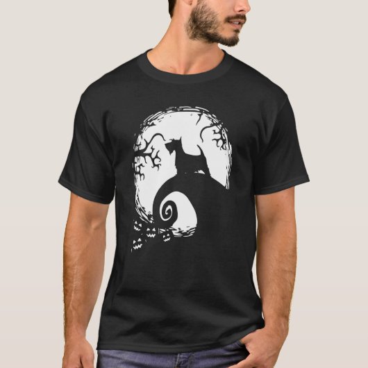 Schottischer Terrier Mond Halloween T-Shirt (Vorderseite)