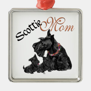 Schottischer Terrier Mutter & Welpen Ornament Aus Metall