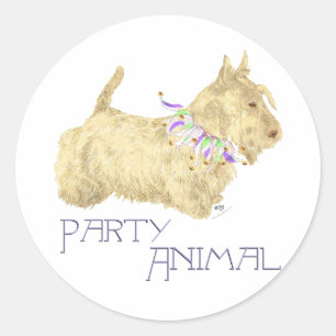 Schottischer Terrier Party-Tier Runder Aufkleber