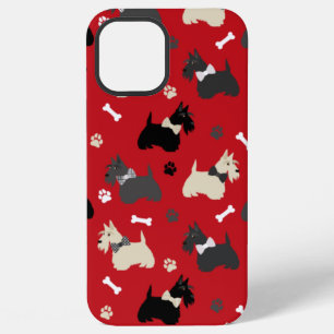 Schottischer Terrier Pfoten und Knochen Rot iPhone 12 Pro Max Hülle